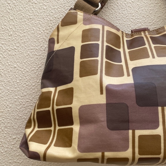 Orla Kiely Coated Canvas Geometric Pattern Shoulder Bag Purse Zip Wallet Set - Picture 4 of 17